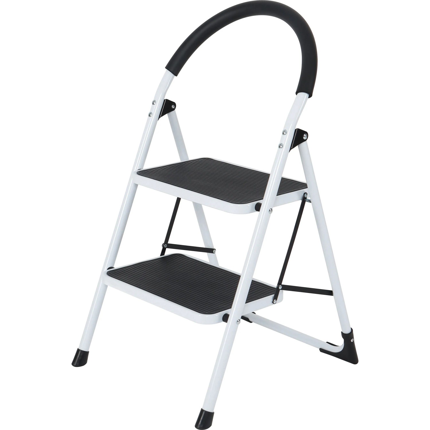 2-stufige Klapptrittleiter Weiß-Schwarz 85 cm x 46 cm x 53 cm