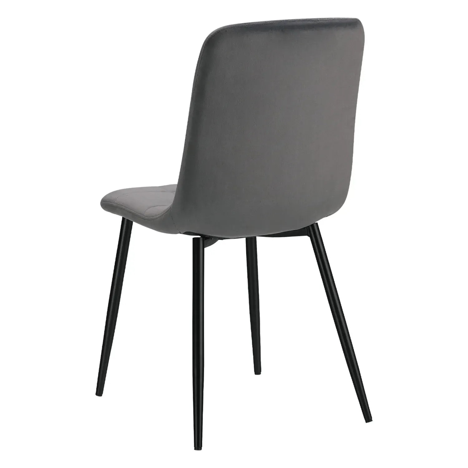 Homestyle4u Esszimmerstuhl, 6er Set, anthrazitfarbener Samt, schwarze Metallfüße.