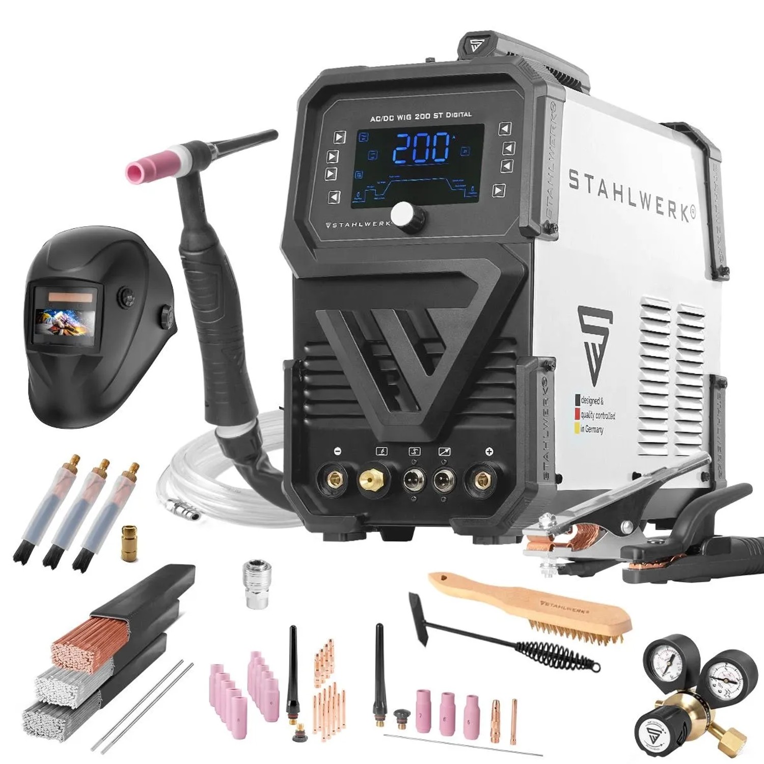 STAHLWERK Schweißgerät AC DC WIG 200 ST Digital Vollausstattung 200 A WIG MMA
