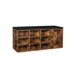 Braunes Vasagle Schuhregal mit 9 Fächern und Sitzfläche, Schuhbank für den Flur.