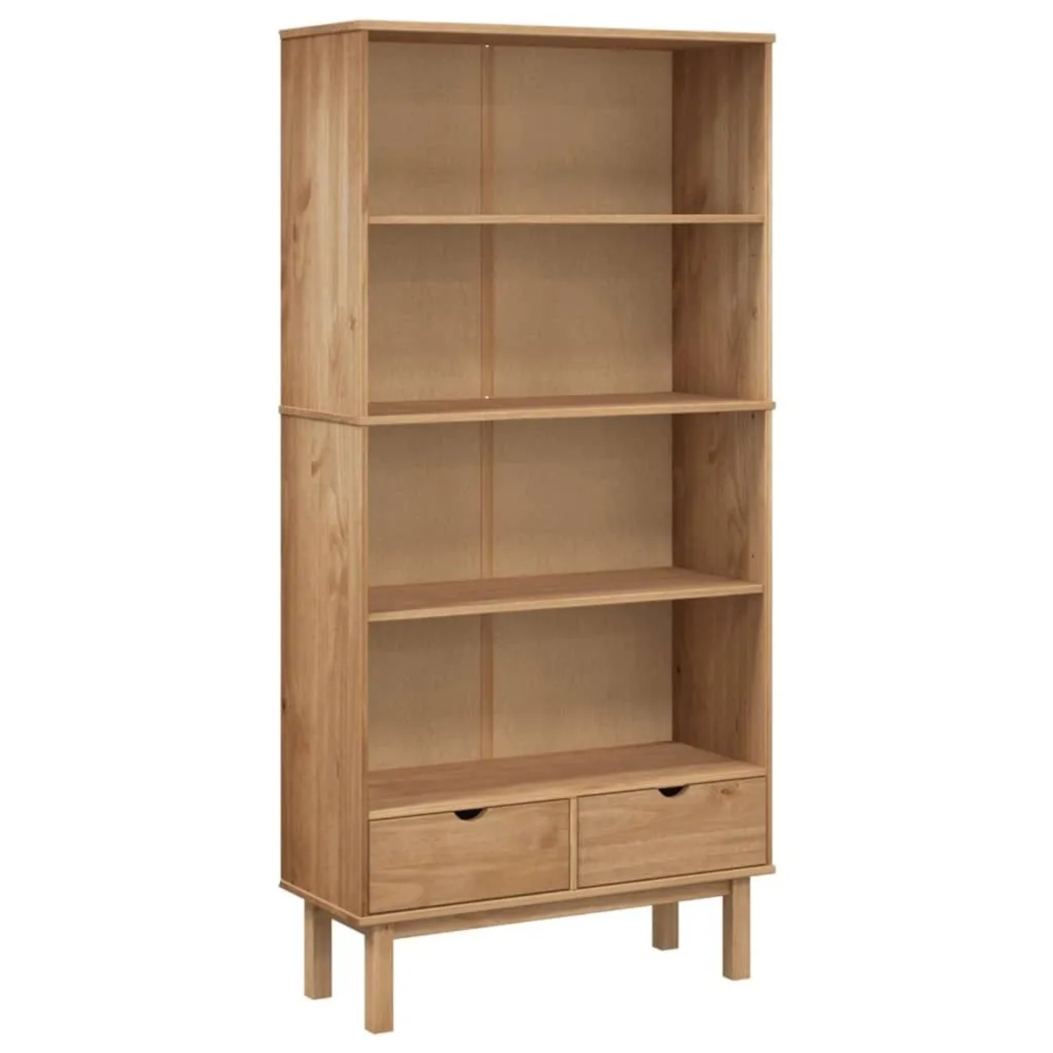 vidaXL Bücherregal OTTA mit 2 Schubladen Braun Massivholz Kiefer 351303 günstig online kaufen