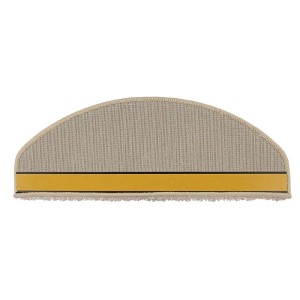 Cremefarbene, halbrunde Shaggy Stufenmatte Sphinx, 23,5x65 cm, Hochflor.