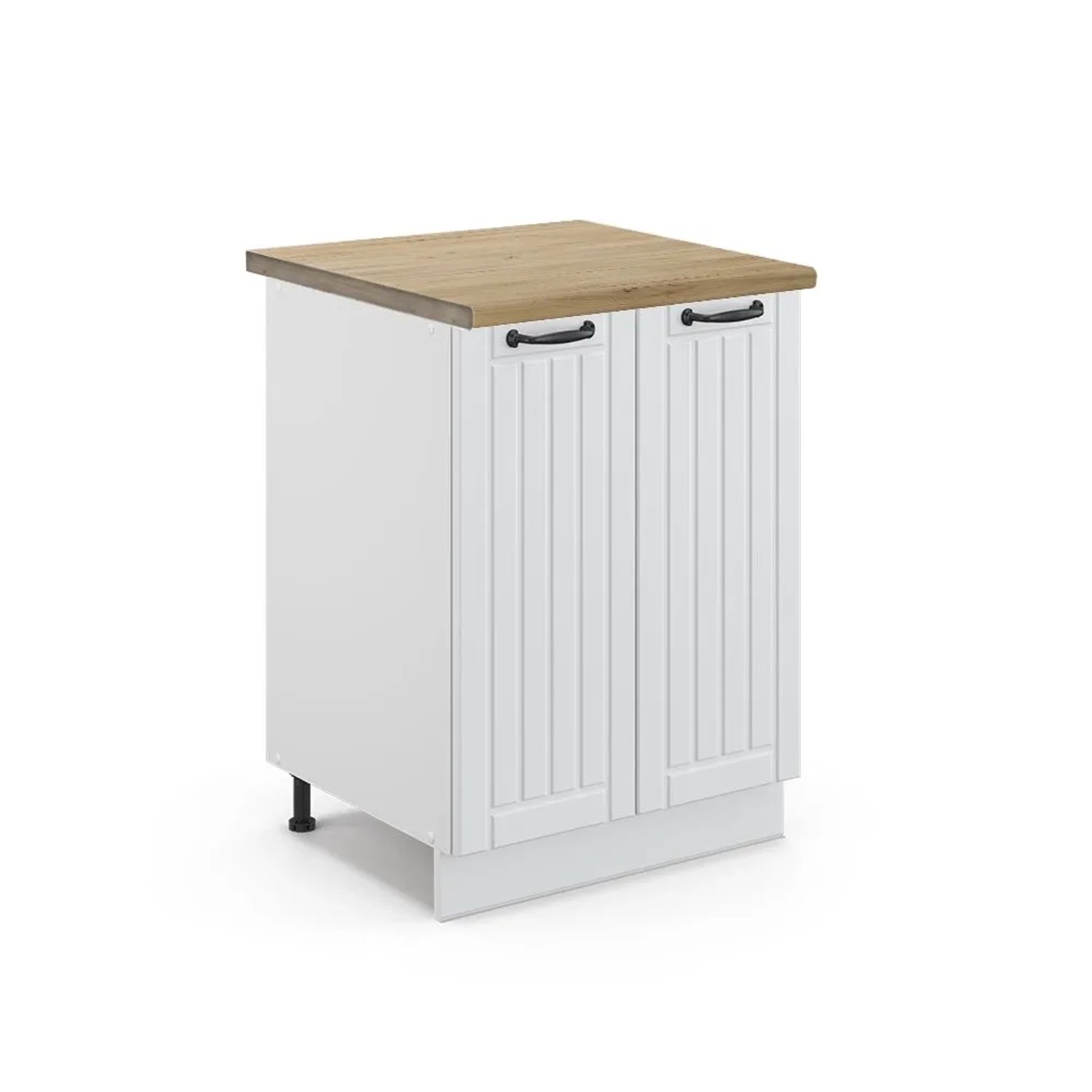 Vicco Küchenunterschrank Fame-Line Weiß Landhaus Weiß 60 cm AP Eiche