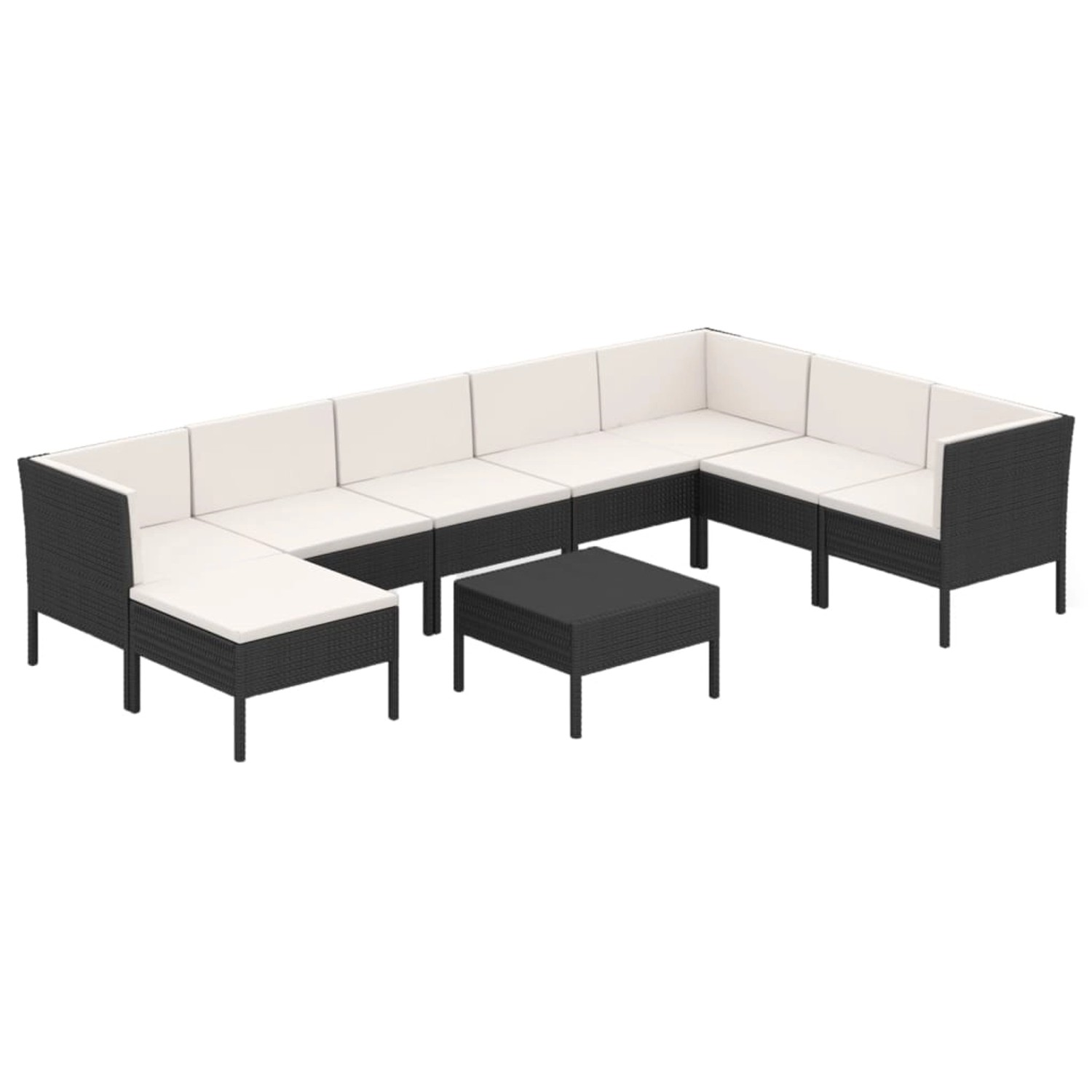 vidaXL 9-tlg Garten-Lounge-Set mit Auflagen Poly Rattan Schwarz Modell 34