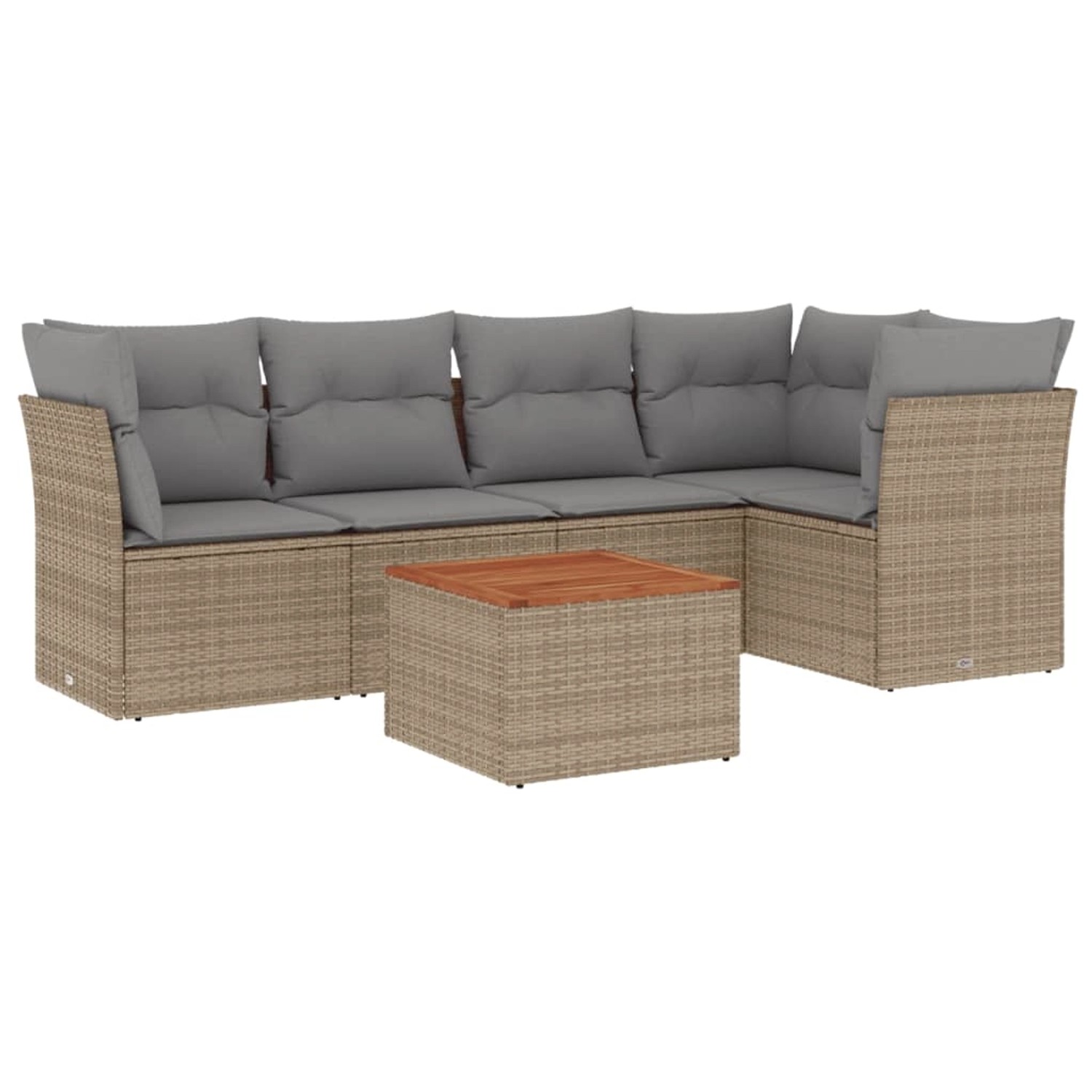 vidaXL 6-tlg Garten-Sofagarnitur mit Kissen Beige Poly Rattan Modell 218 günstig online kaufen