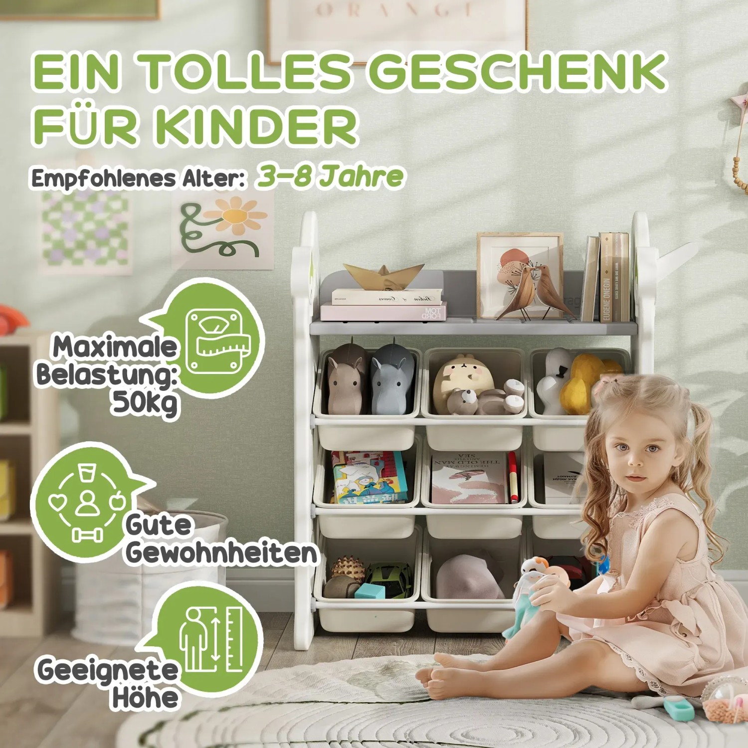 AIYAPLAY Kinderregal HDPE Cremewei 77 x 42 x 94 cm kaufen bei OBI