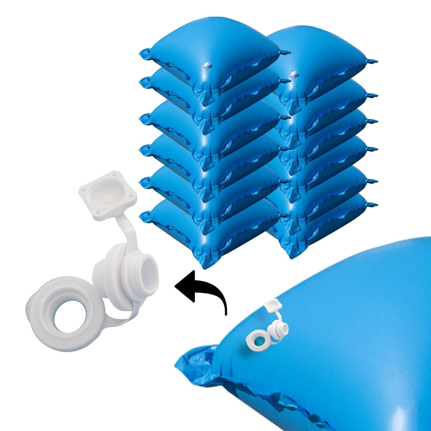 Thumbnail - Evolution 12 Poolkissen Luftkissen Winter Abdeckung Polster Pool mit Ösen Set