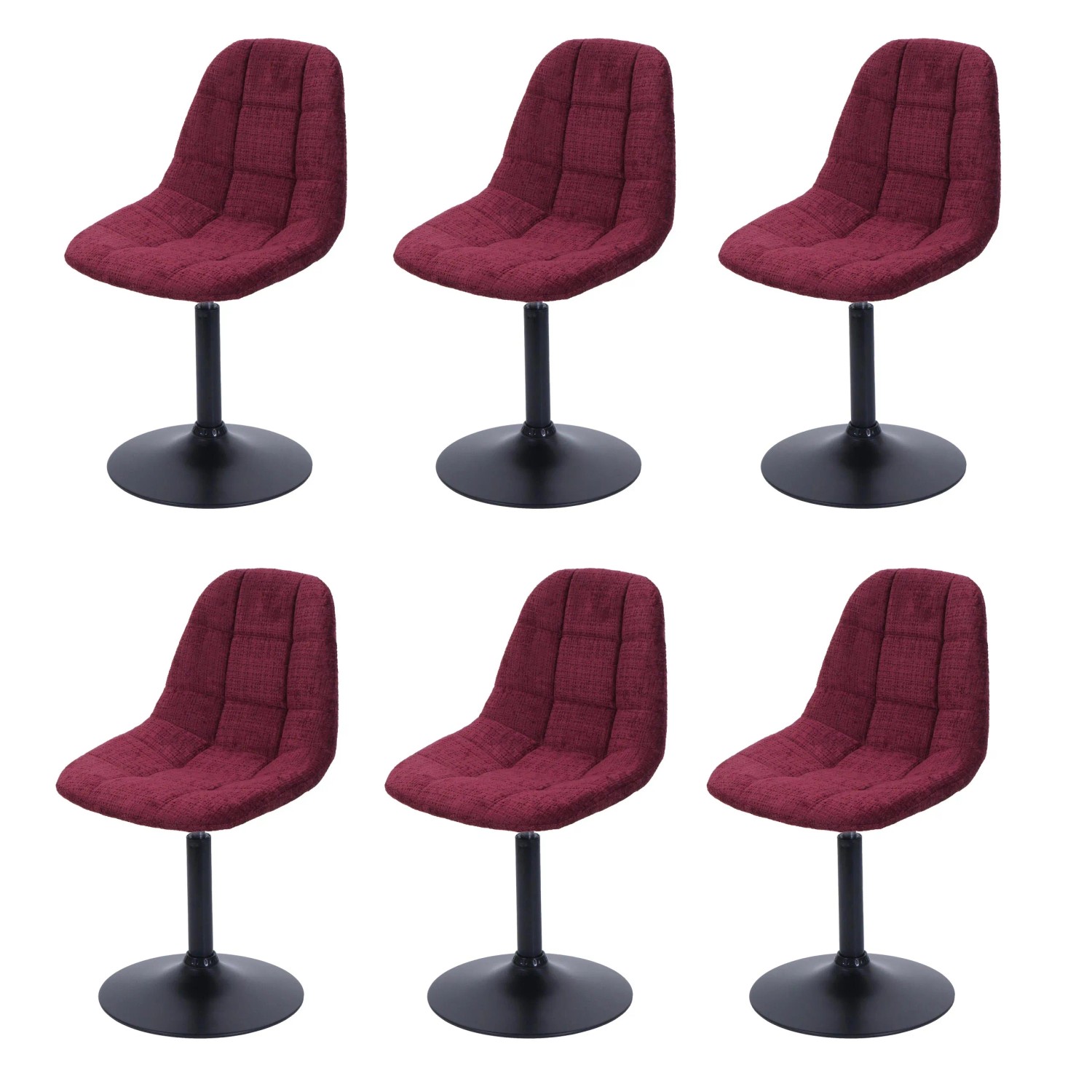 CHEFGASTRO Esszimmerstuhl 6er-Set 83x47x43cm Sitzhöhe 47cm Stahl Stoff/Textil Chenille Bordeaux