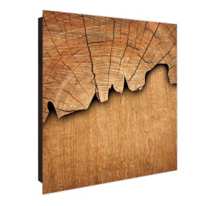 Schwarzer Banjado Schlüsselkasten mit Baumscheiben-Motiv, 50 Haken, beschreibbar und magnetisch.