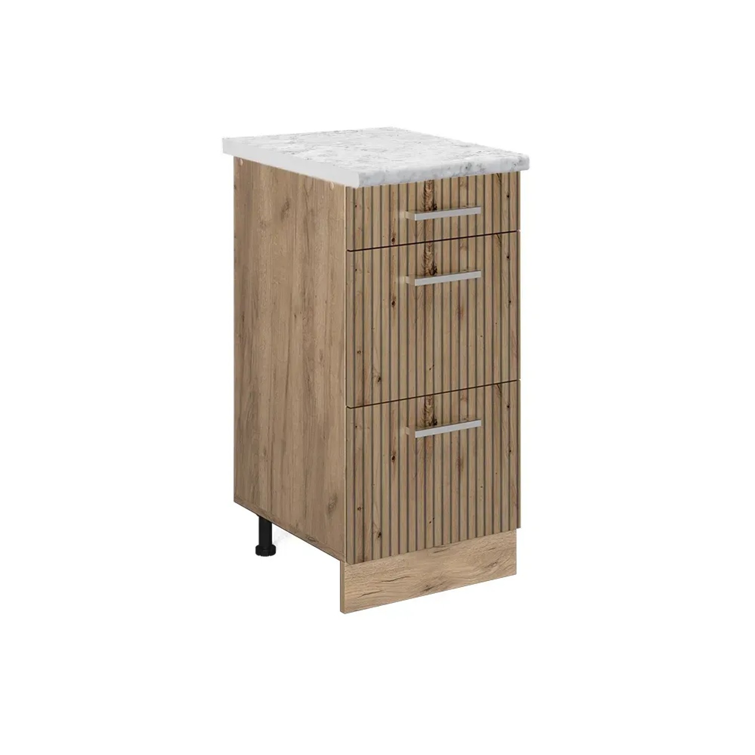 Vicco Küchenunterschrank R-Line Artisan-Eiche/Goldkraft Eiche 40 cm AP Marmor mit Goldkraft Eiche Korpus