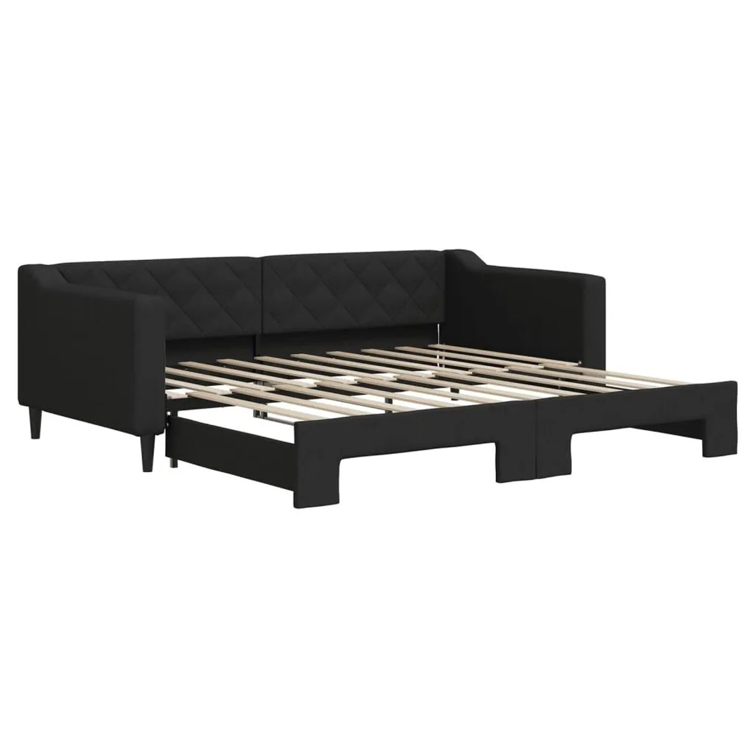vidaXL Tagesbett Ausziehbar Schwarz 90x190 cm Stoff 3197438