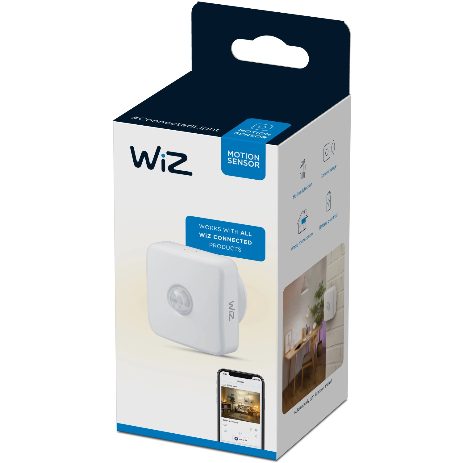 WiZ Smart-Sensor im Karton: Bewegungssensor für smarte Leuchtmittel mit Batterien.
