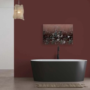 Bricoflor Leinwandbild mit Pfau und Blumen, asiatisches Wandbild in Rot, 120x80 cm.