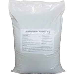 Sack Universal-Gartendünger mit Mykorrhiza-Pilzen, 15 kg. Für gesundes Pflanzenwachstum.