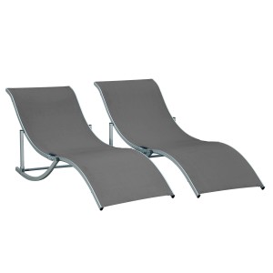 Outsunny Sonnenliegen 2er-Set, ergonomisch geformt, dunkelgrau. Gartenliegen für entspannte Stunden.
