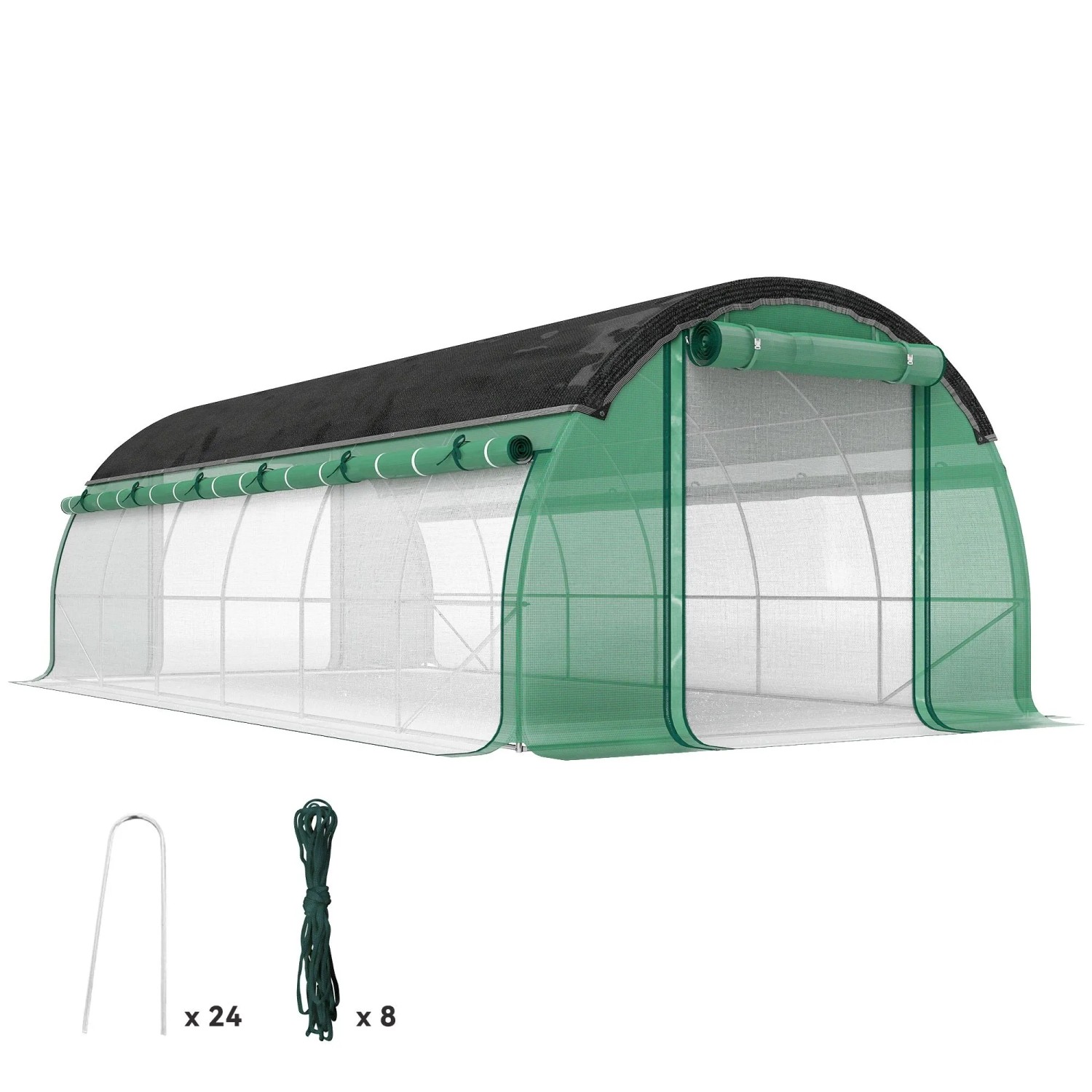 Outsunny Gewächshaus Mit 12 Fenster Und Erdanker 6 X 3 X 2 M
