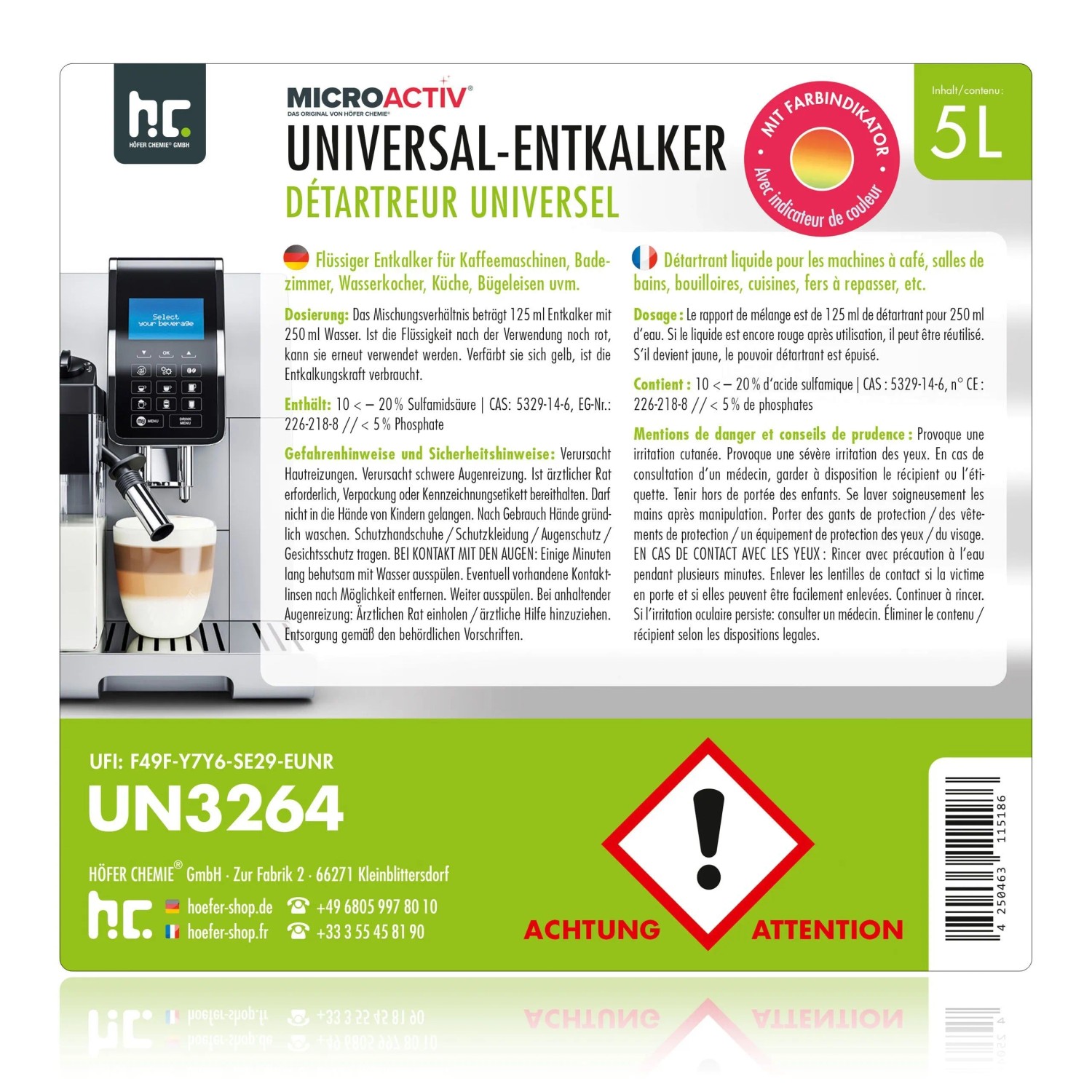 Microactiv Universal Entkalker 2x5l für Kaffeemaschinen, Wasserkocher und mehr.