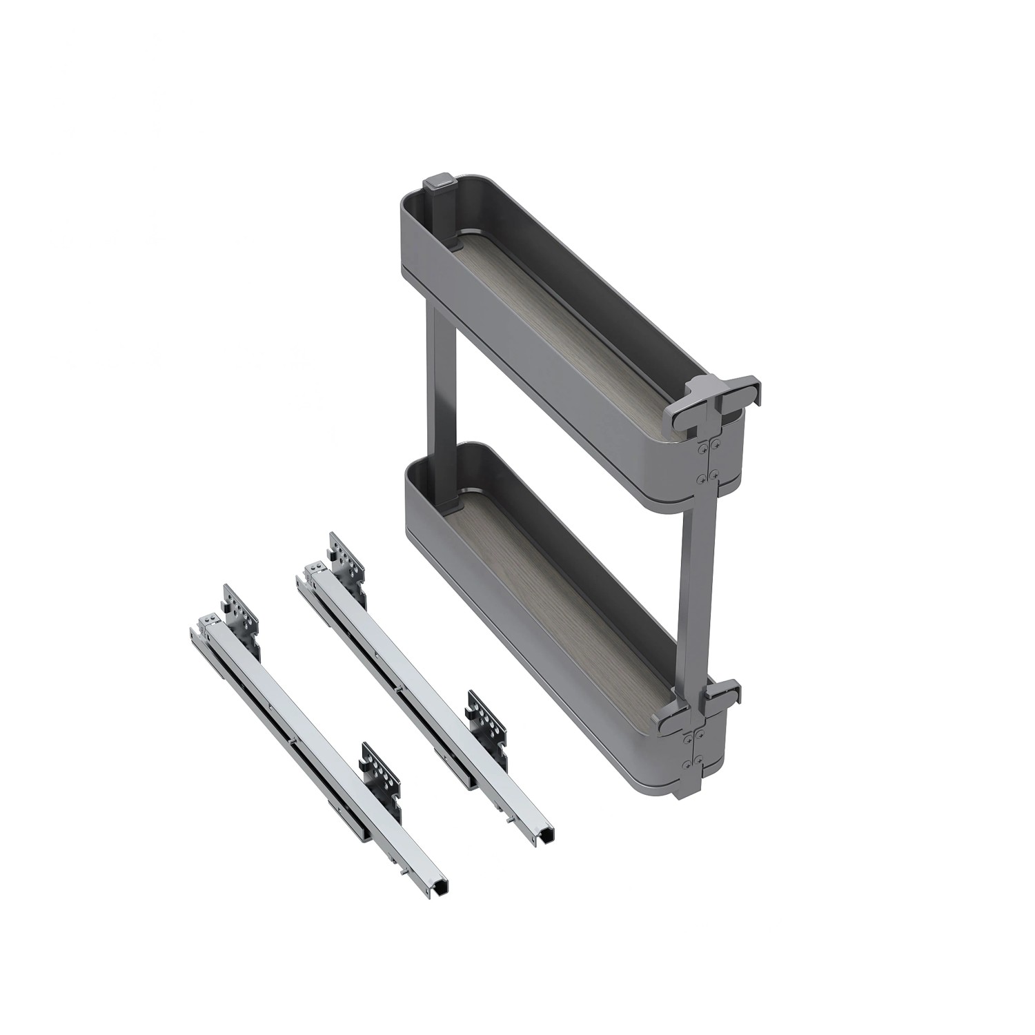 Emuca Seitlich Ausziehbarer Titan Simplex-Flaschenhalter mit Soft-Close Modul 200 mm Anthrazitgrau