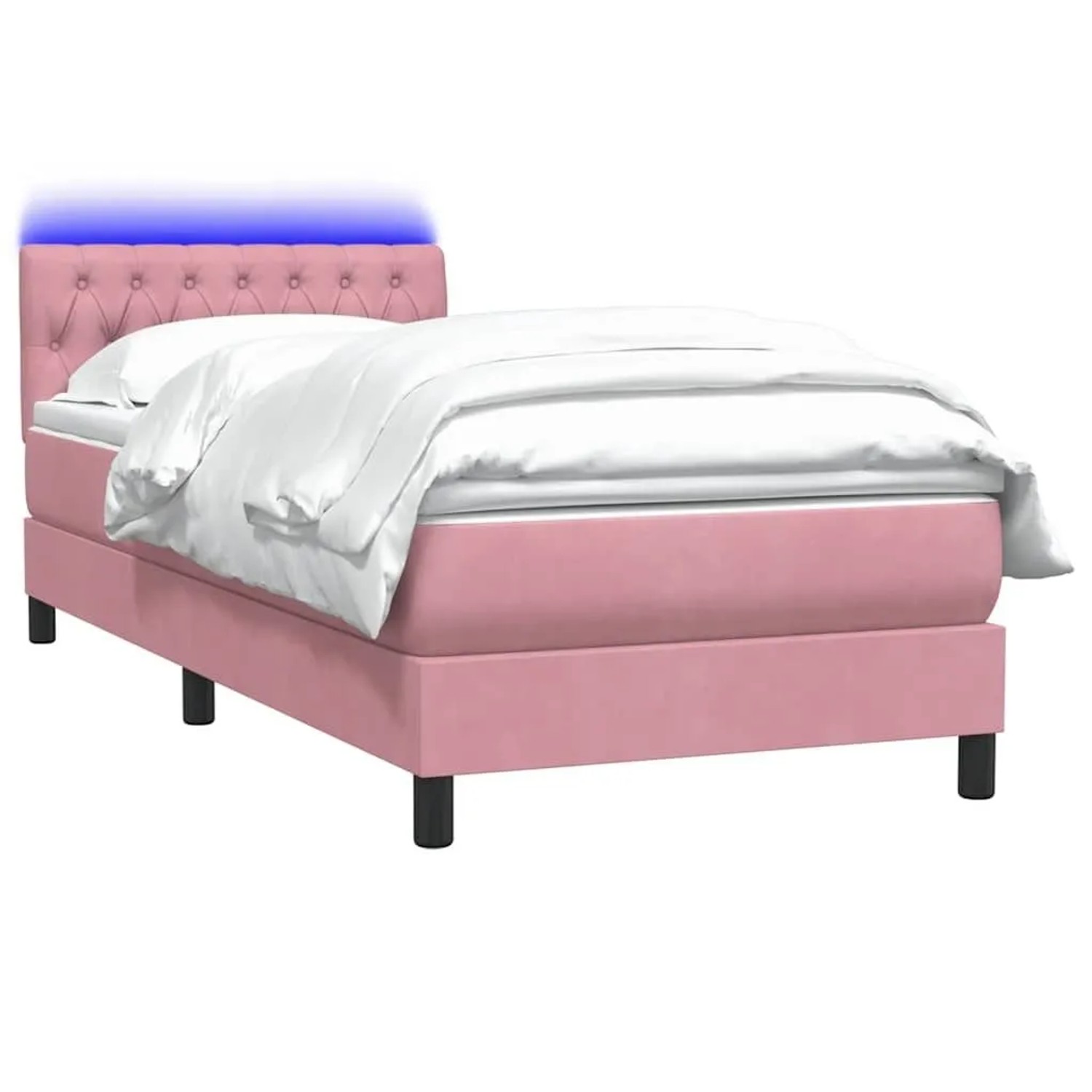 vidaXL Boxspringbett mit Matratze & LED Rosa 100x220 cm Samt 3317210 günstig online kaufen