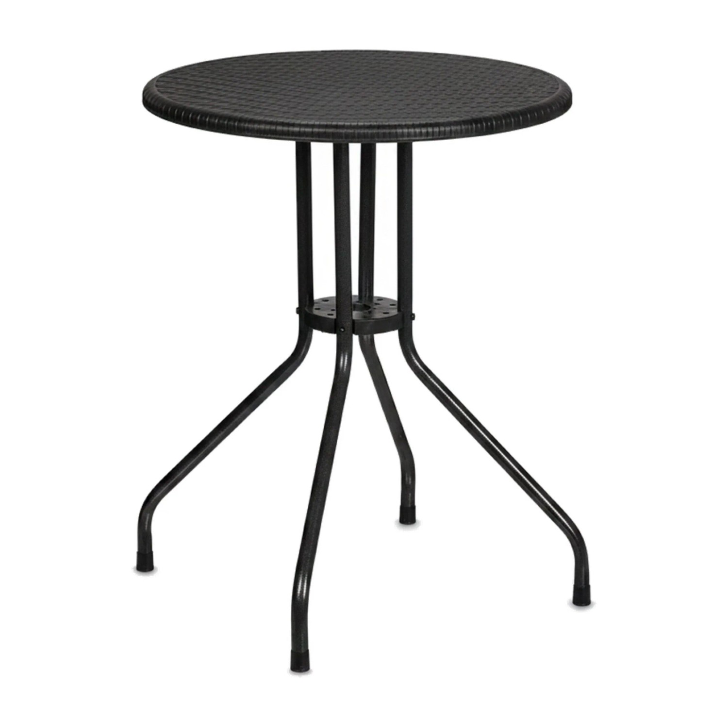 Relaxdays Gartentisch Kunststoff Stahl Schwarz Rattanoptik 73 cm x 60 cm 4,1 kg