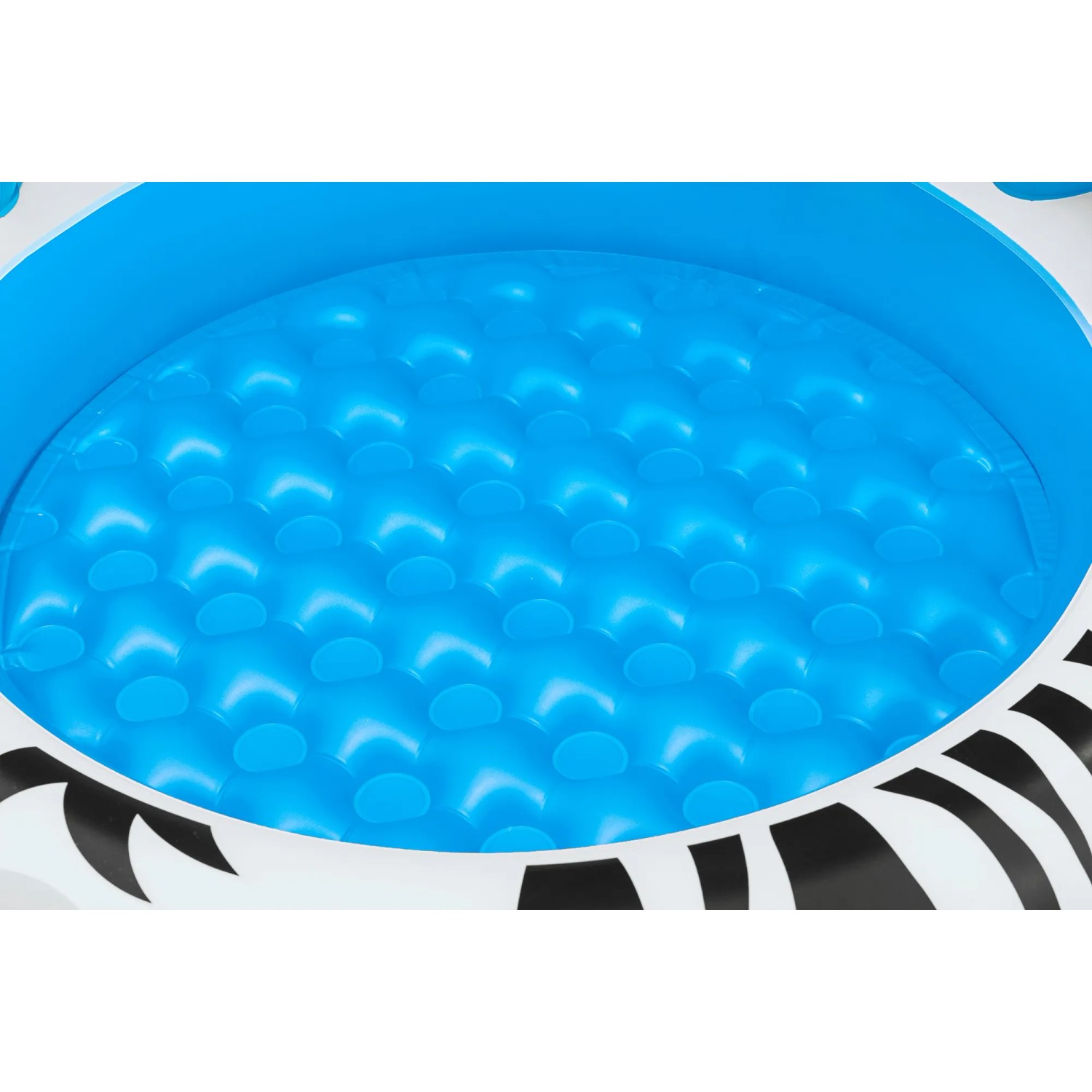 Bestway Planschbecken Safari Sun mit Zebra-Muster und blauem, weichem Boden.