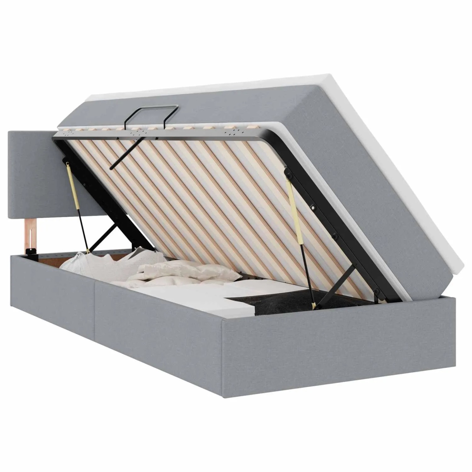 vidaXL Aufbewahrungsbett mit Matratze Hellgrau 90 x 200 cm 3370419