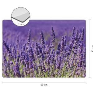 Myspotti Mini-Spritzschutzplatte Lavendel, Küchenrückwand mit Lavendelblüten-Motiv, 59x41 cm.