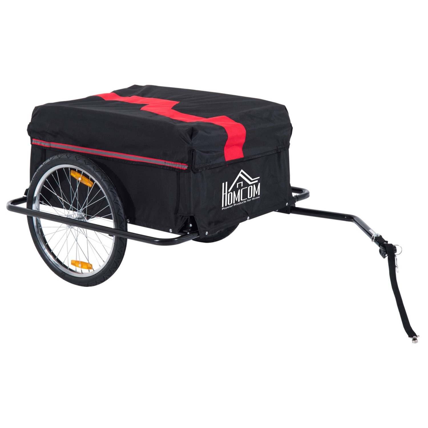 HOMCOM Fahrradanhänger Belastbarkeit max 40 kg Schwarz Stahl Oxford 140x88x60cm