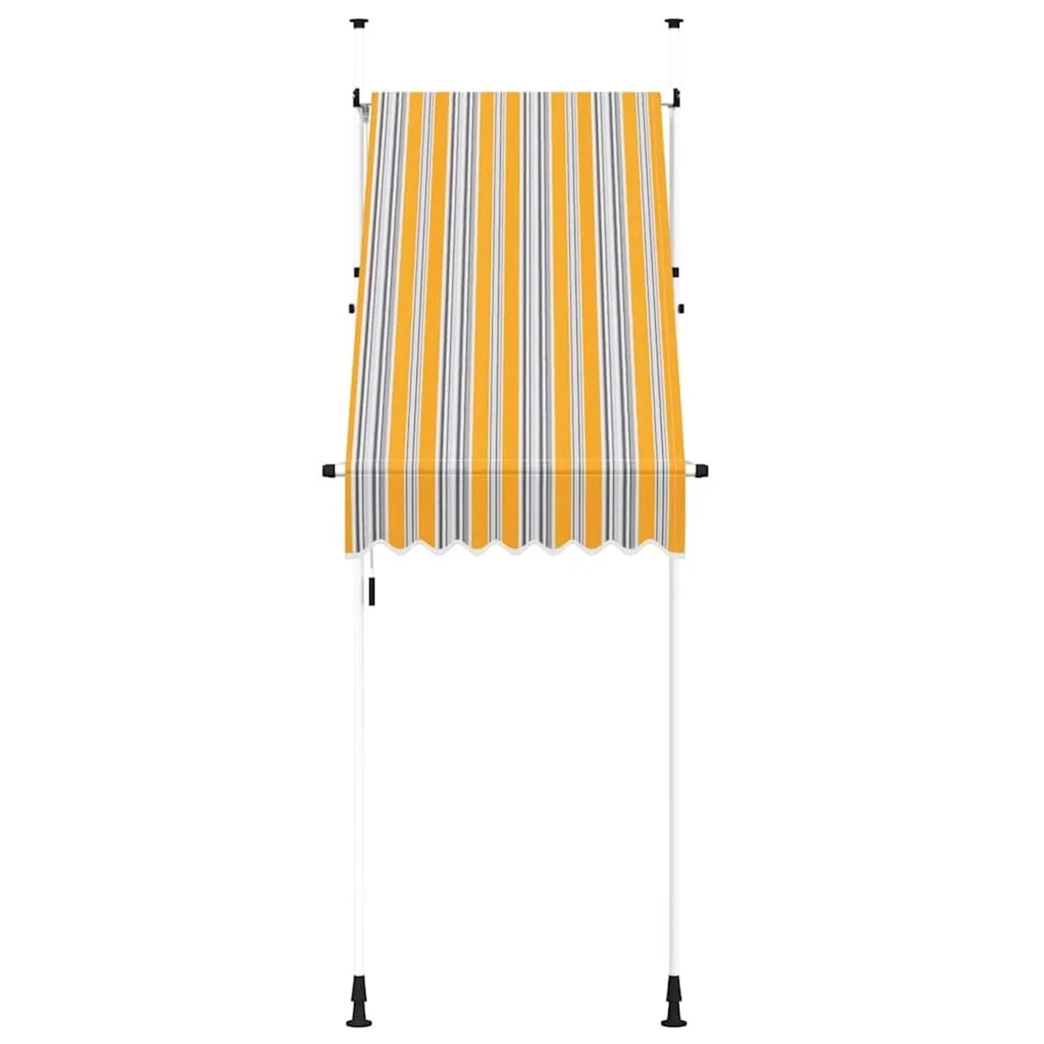 vidaXL Einziehbare Markise, 100 cm, gelb-blau gestreift, handbetrieben.
