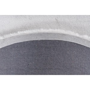 Detailansicht: Runder, silberner Lalee Teppich Heaven (Ø 120 cm) mit weichem Flor und Baumwollrücken.