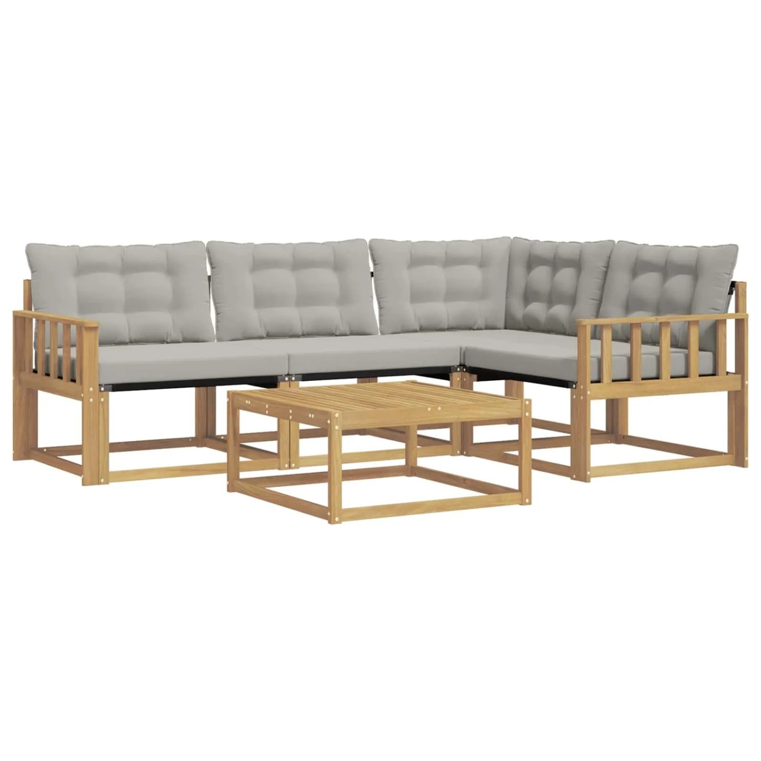 vidaXL Outdoor-Sofagarnitur 5 Stk Weiß und Hellgrau 79 x 79 x 37 cm 3388657