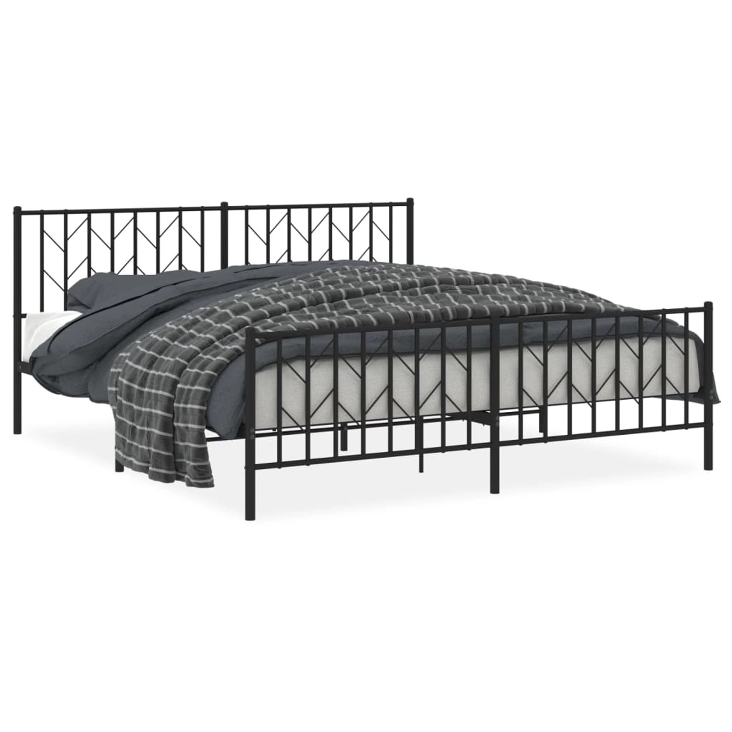 vidaXL Bettgestell mit Kopf- und Fußteil Metall Schwarz 183x213 cm 374460 günstig online kaufen