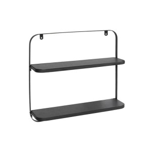 Schwarzes KARAT Wandregal Amy mit 2 Ebenen aus Metall, minimalistische Deko für Wohnzimmer, Schlafzimmer oder Flur.