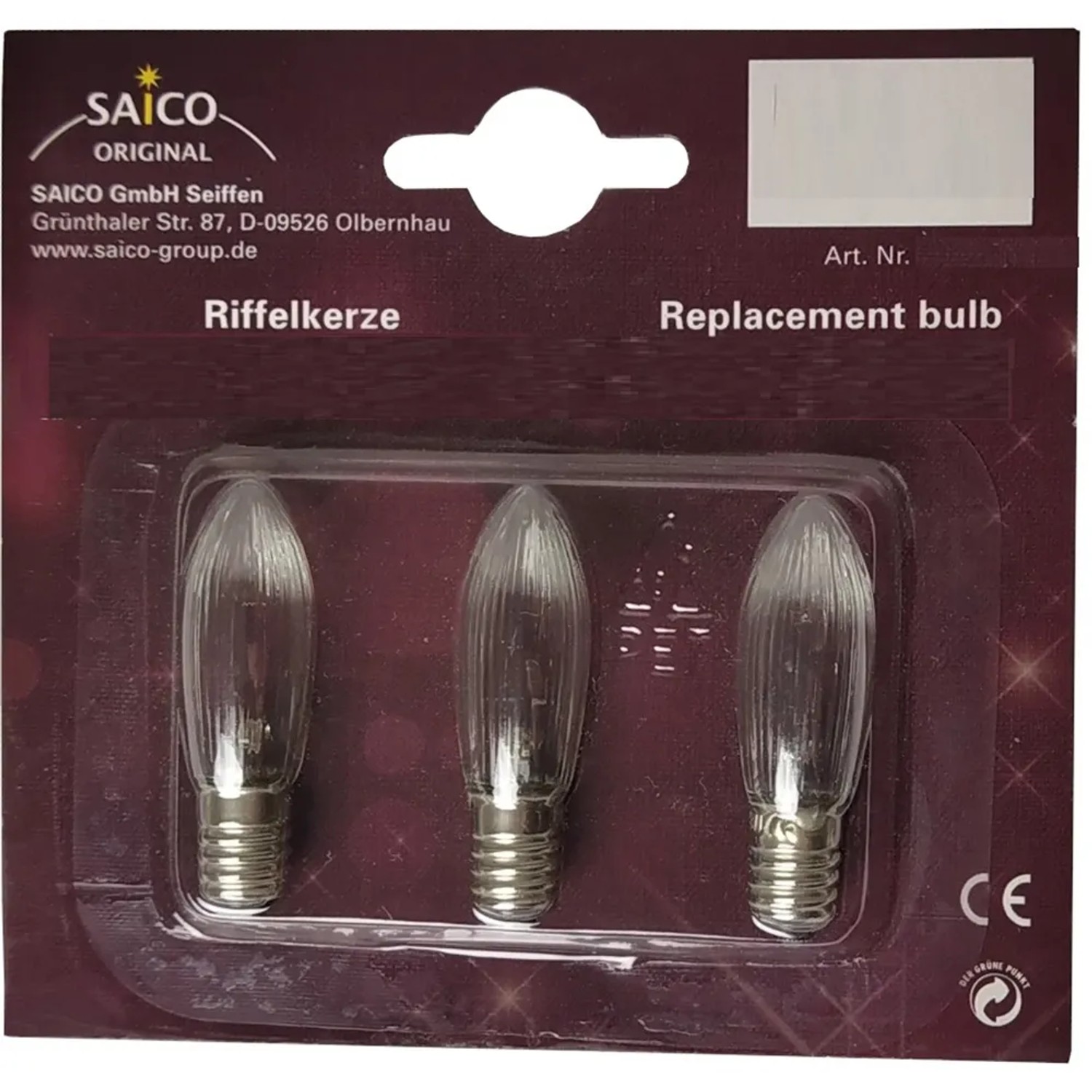 Saico Ersatzglühlampe/ Riffelkerze 3er-Pack E10-Fassung, 8V, 3W Warmweiß