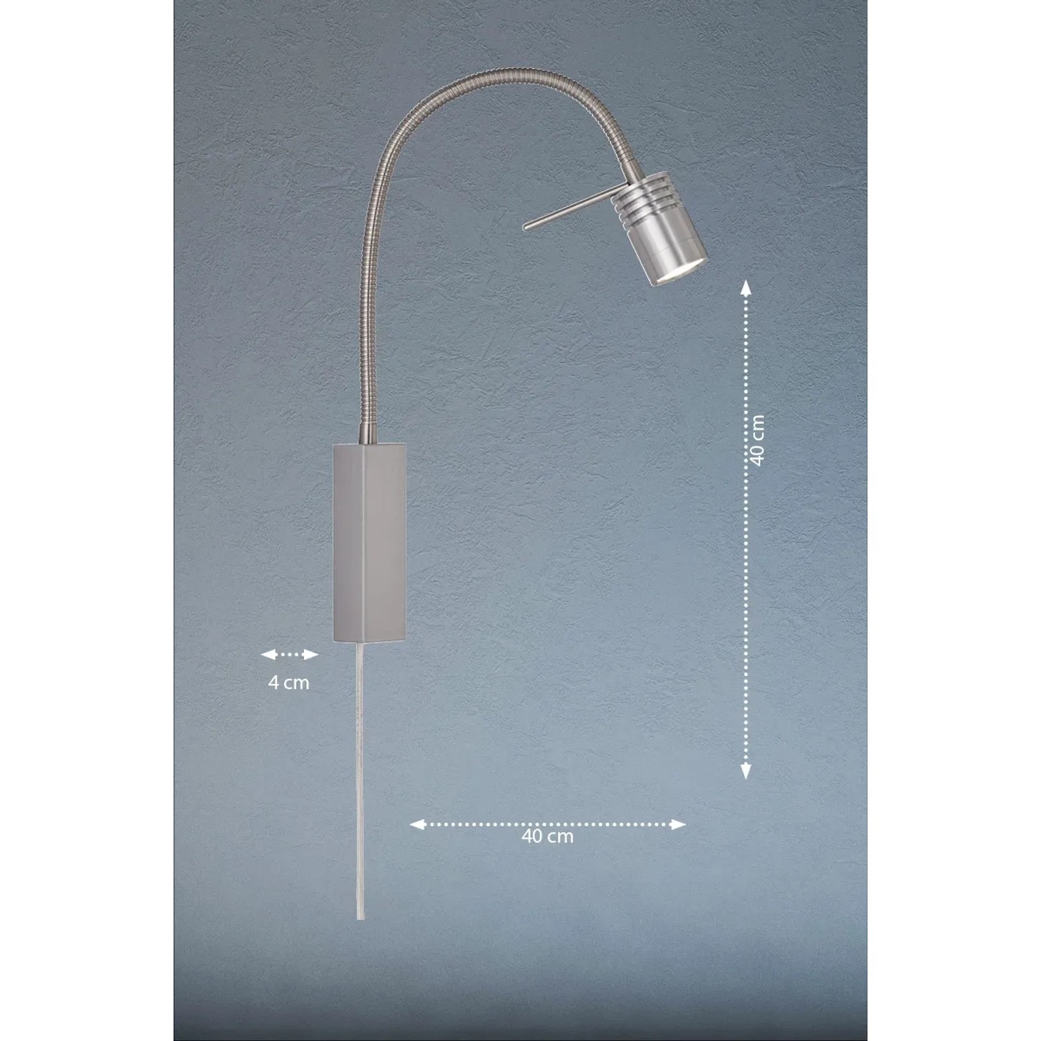Flexibler LED-Wandspot River von Fischer & Honsel, nickelfarben, 40 cm. Wandlampe mit warmweißem Licht.