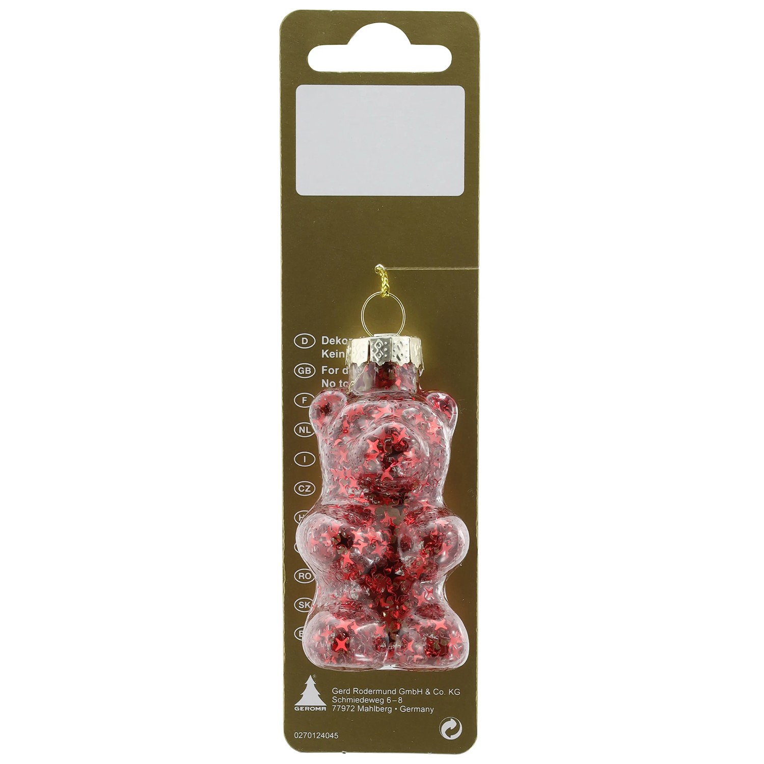 Weihnachts-Deko Bärchen zum Hängen aus Glas 4 cm x 8 cm Rot