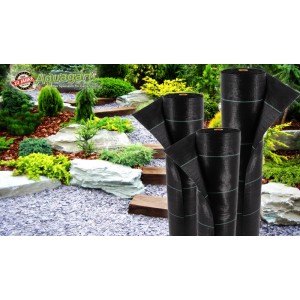 Aquagart Bodengewebe 240m², 2m breit, 100g Unkrautfolie, Mulchfolie, schwarz.