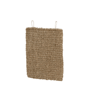 Rechteckige Rohrschneider Kratzmatte aus Seegras für Katzen, mit Aufhängeschlaufen.