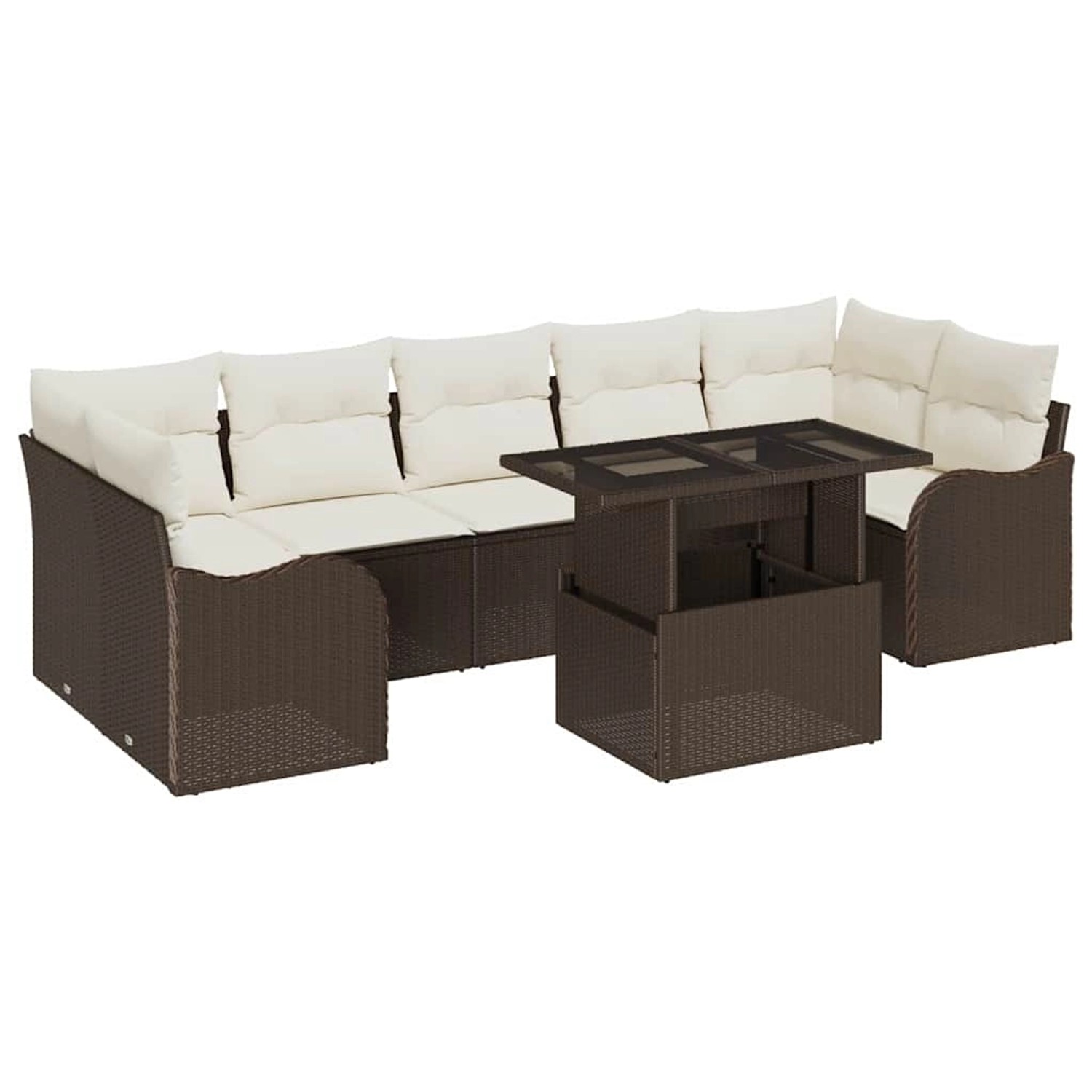 vidaXL Garten-Sofa-Set mit Kissen 8-Tlg Braun Poly Rattan 3348414 günstig online kaufen