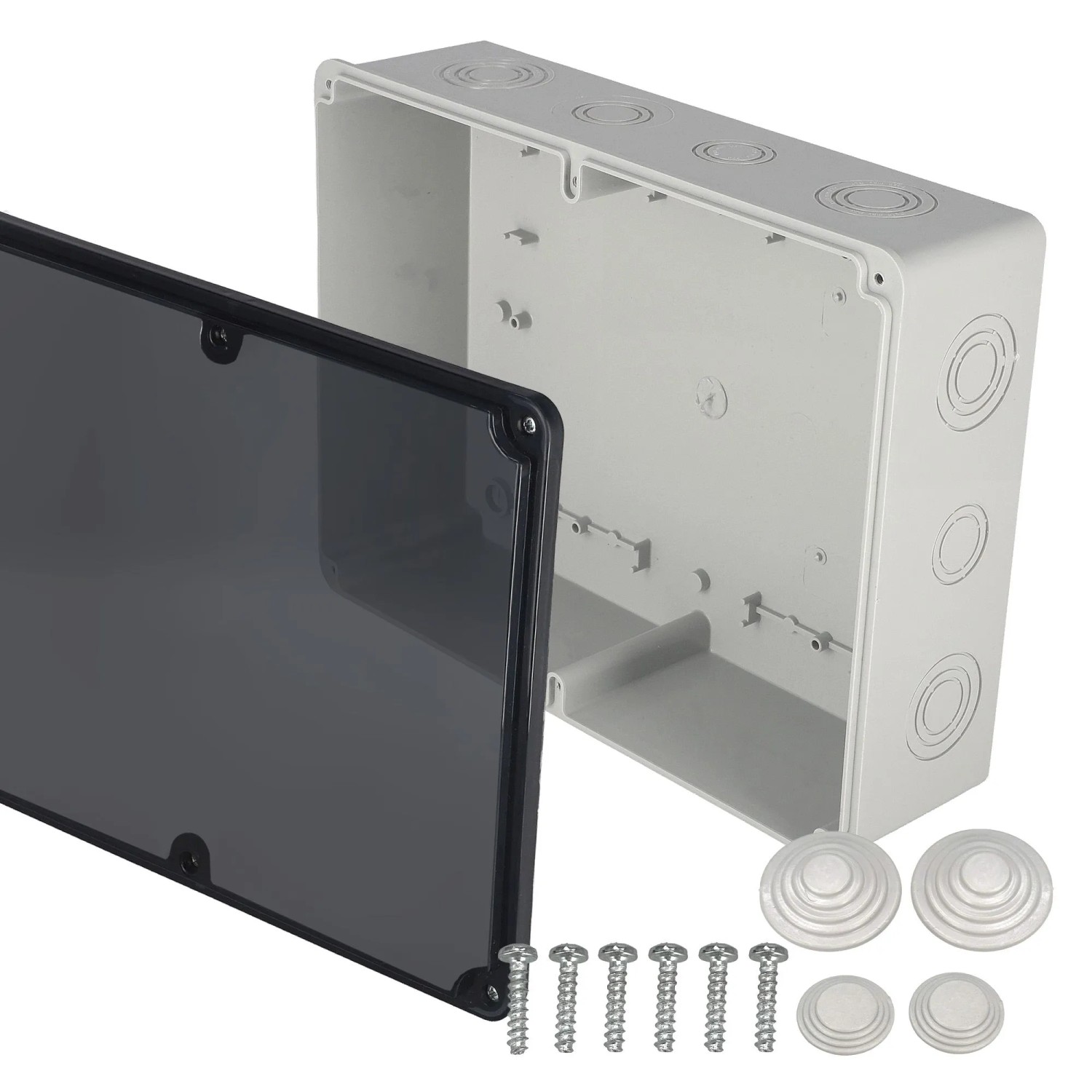 EDO Abzweigkasten Aufputz 280 x 210 x 74 mm Grau-Transparent IP65 ABS