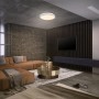 Weiße, runde Ledvance LED-Deckenleuchte Orbis Smart WiFi (Ø 49 cm) im Wohnraum.