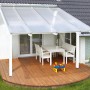 Terrassenüberdachung mit transparenter Gutta Hohlkammerplatte 16 mm, 300x98 cm.