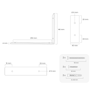 HEVVA Regalwinkel FREIBERG 25 cm Tief 2er Set Schwarz