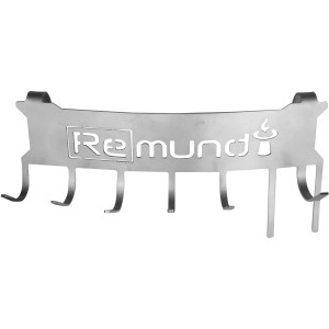 Gewölbter Grillbesteckhalter aus Edelstahl mit Haken zur Aufbewahrung von Grillutensilien.