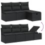 vidaXL 9-tlg. Garten-Sofagarnitur aus schwarzem Rattan mit Kissen. Modulare Gartenmöbel für Terrasse und Garten.