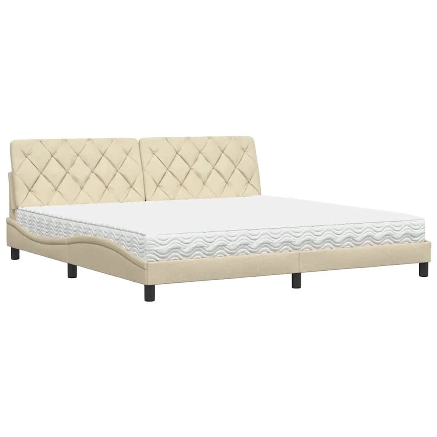 vidaXL Bett mit Matratze Creme 200x200 cm Stoff 3310767