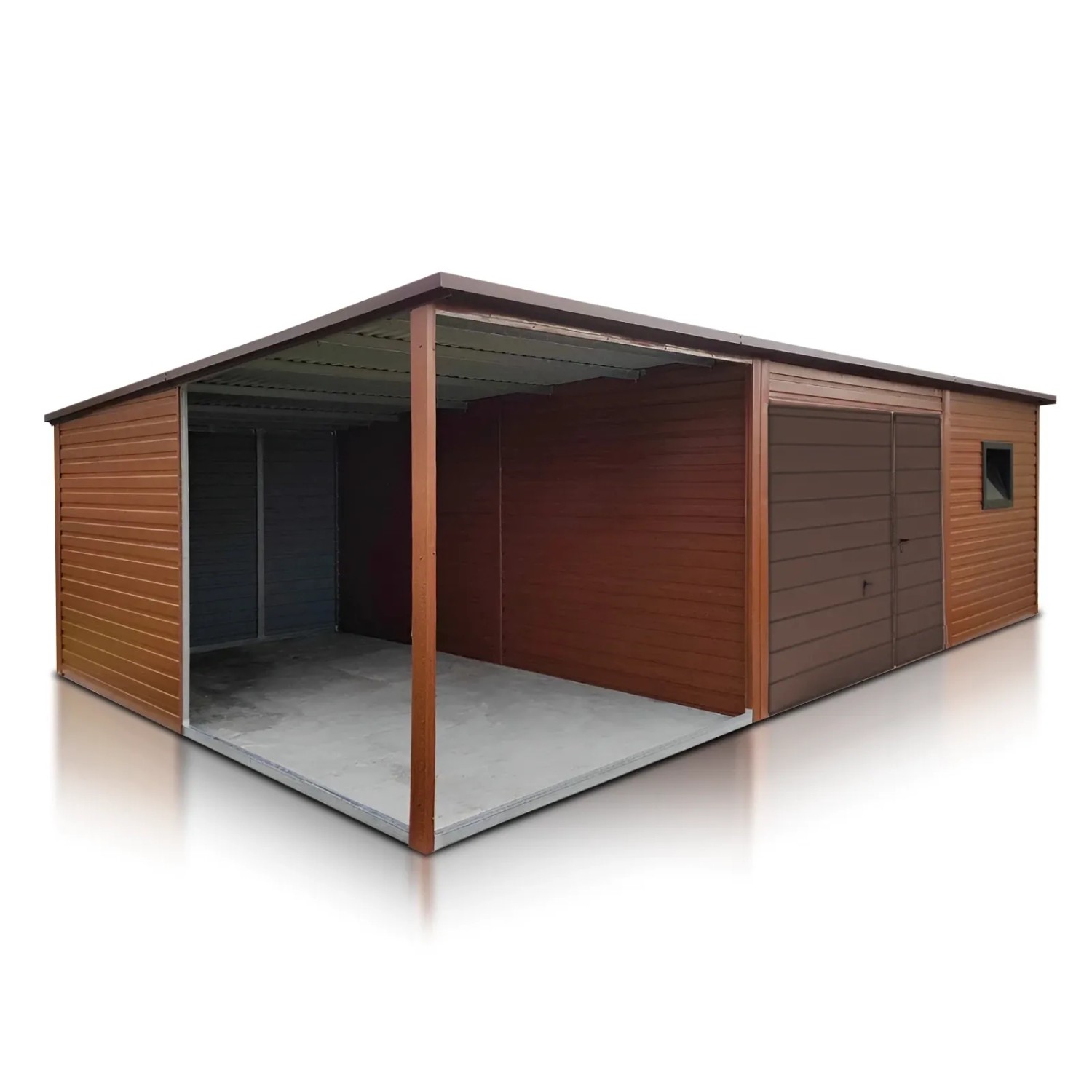 Liderstal Einzelgarage Premium aus Blech 550 x 500 cm mit Carport 2.5 m