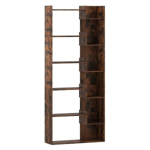 Costway 6-stöckiges Bücherregal Holzregal mit 2 Kippsicherungen Braun