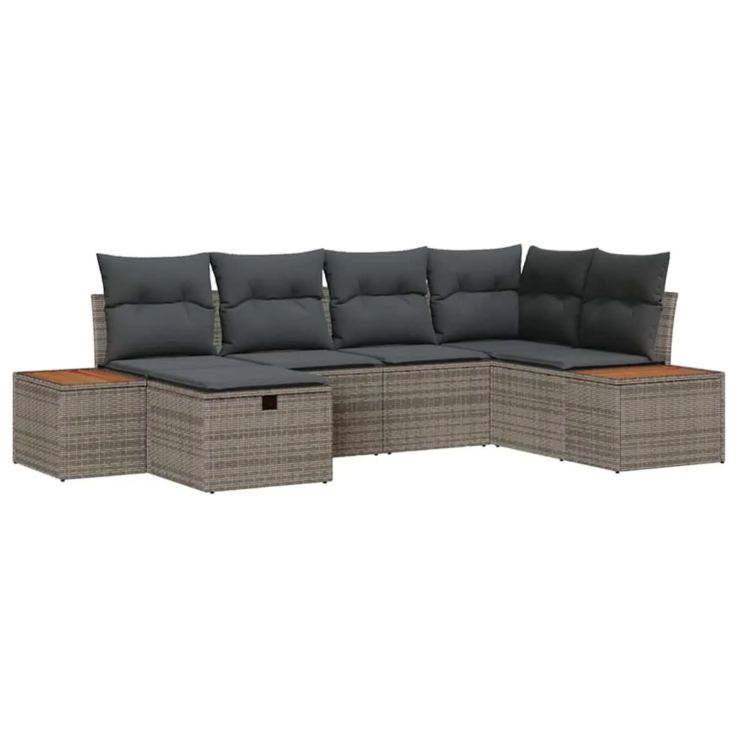 vidaXL Gartensofa-Set mit Kissen mit Speicher Grau Poly-Rattan 3360963 günstig online kaufen