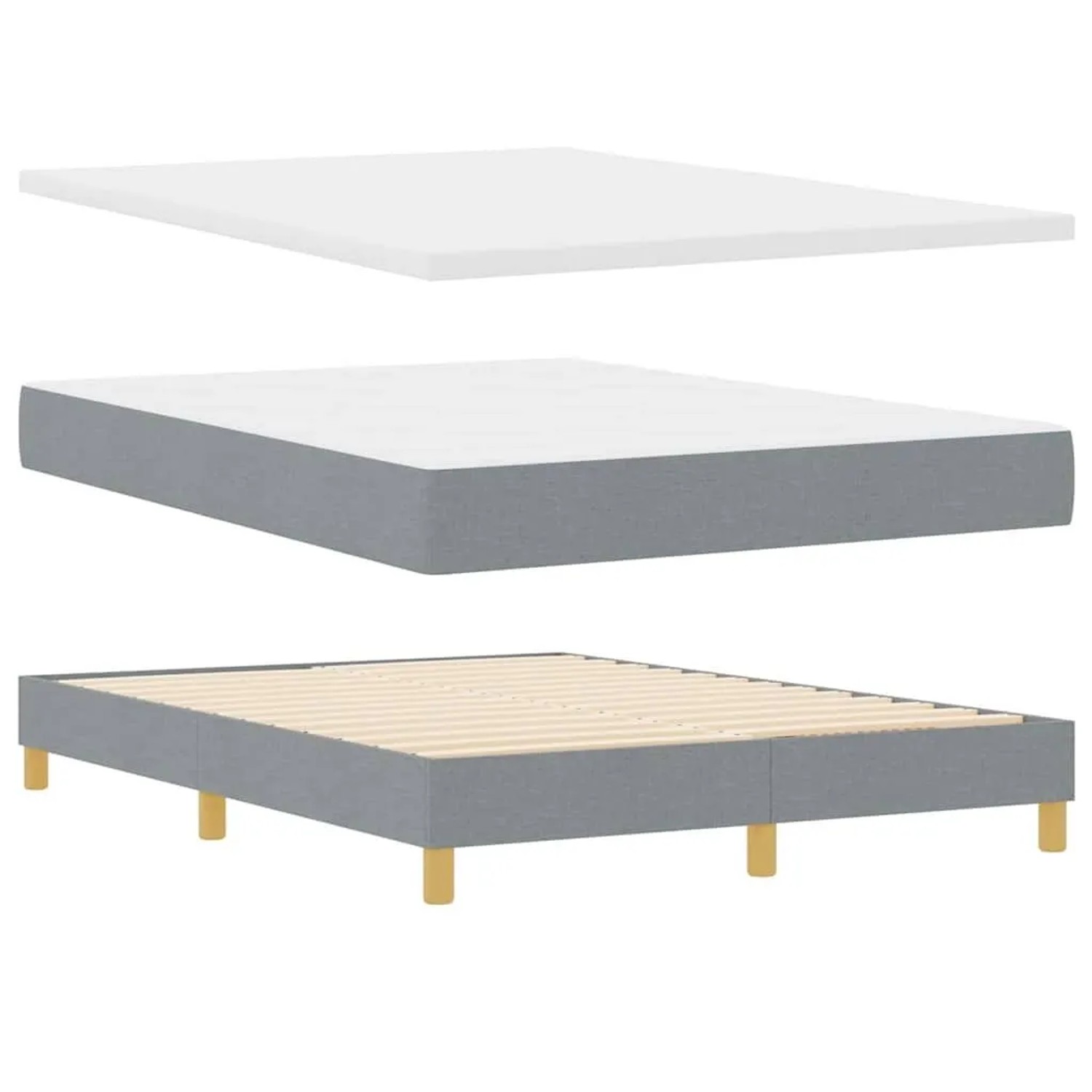 vidaXL Boxspringbett mit Matratze Hellgrau 140 x 200 cm Stoff 3341356